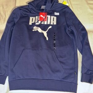Puma Mens Essentials Big Logo Hoodie Navy Blue Pullover Sweatshirt Size M NEW